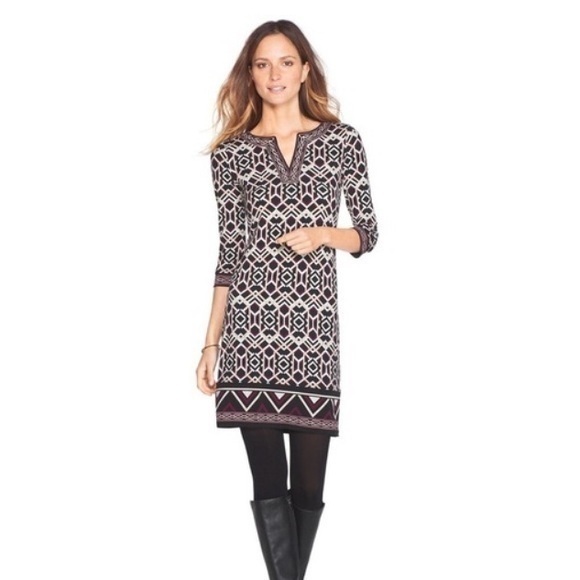 White House black market WHBM Black White Marion Graphic Sheath Dress - Picture 1 of 7
